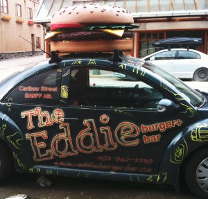 fun burger-themed vinyl vehicle wrap