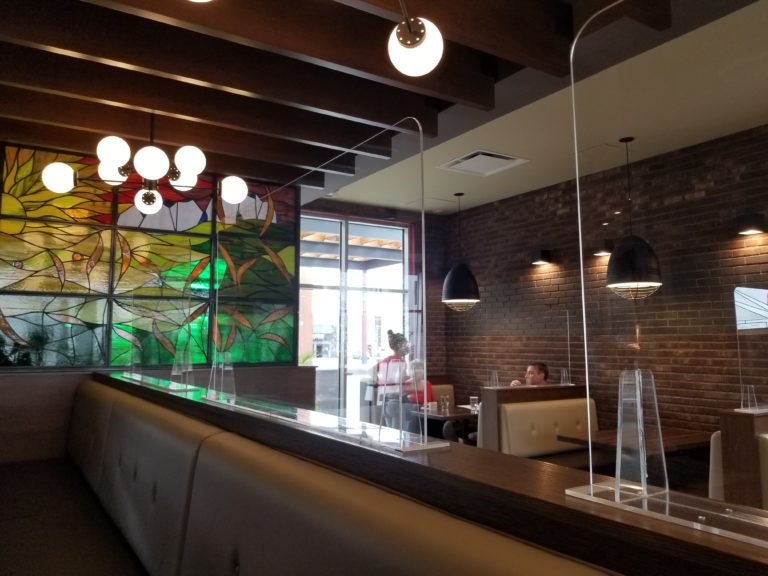 1/4" thick clear plexi booth partition 58th Ave SE by Topmade Calgary